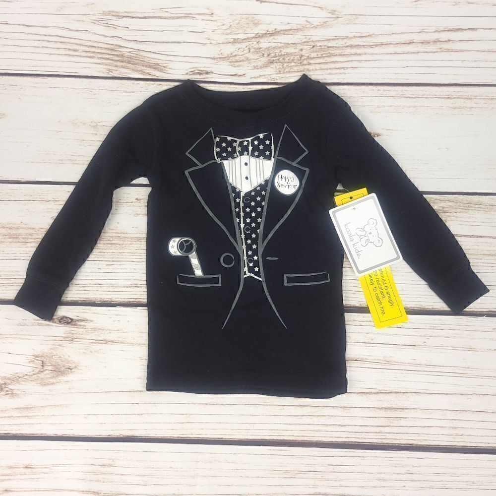 Koala Kids Baby Black Tuxedo New Year Pajama Top Size 18 Mo